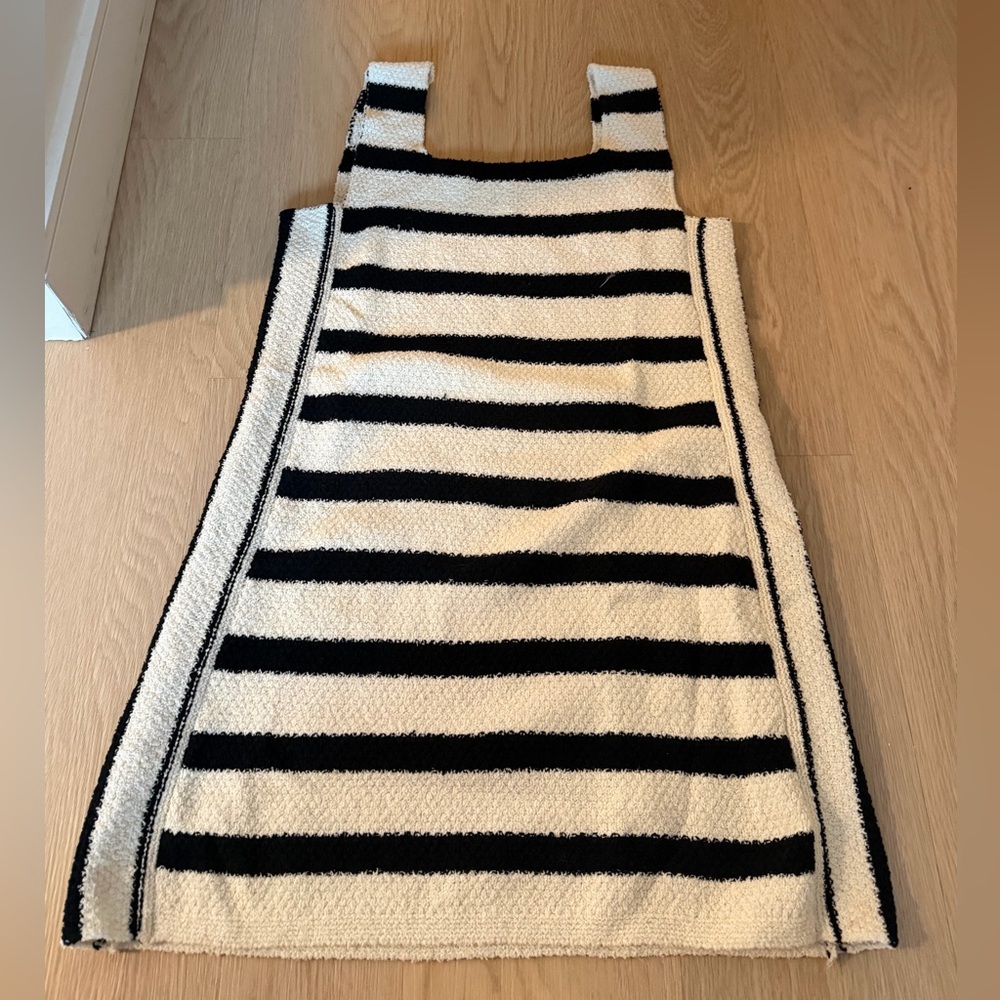 Zara Black and White Striped Knit cover up dress